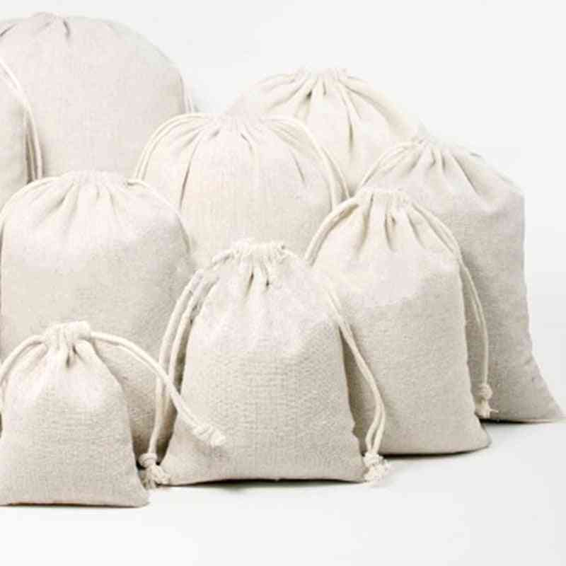 Cotton Fabric Drawstring, Storage Bag For Food, Kitchen, Socks Holder