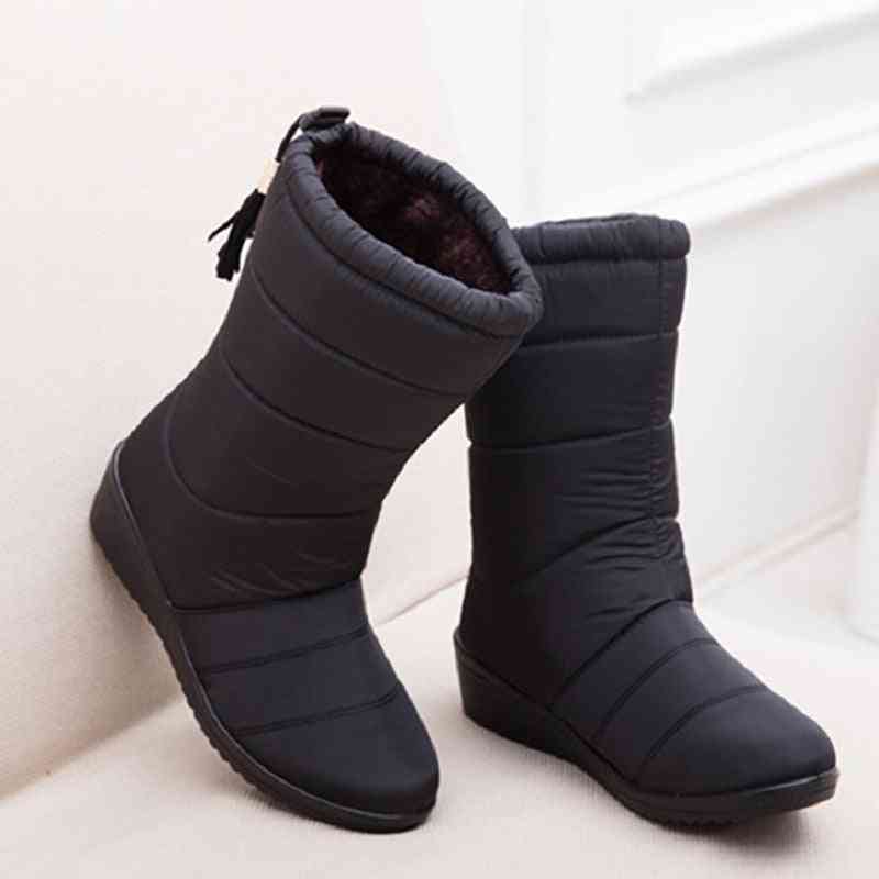 Women Waterproof Ankle Boots, Winter Plush Warm Boot Mujer