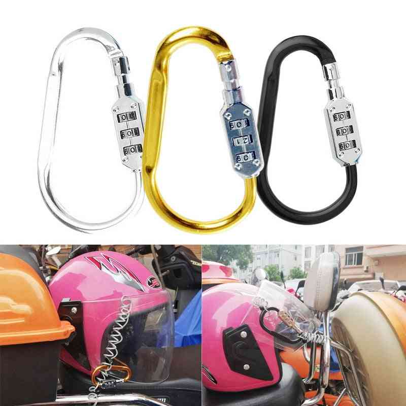 Motorcycle Helmet Lock, With Steel Wire Cable Toug Carabiner