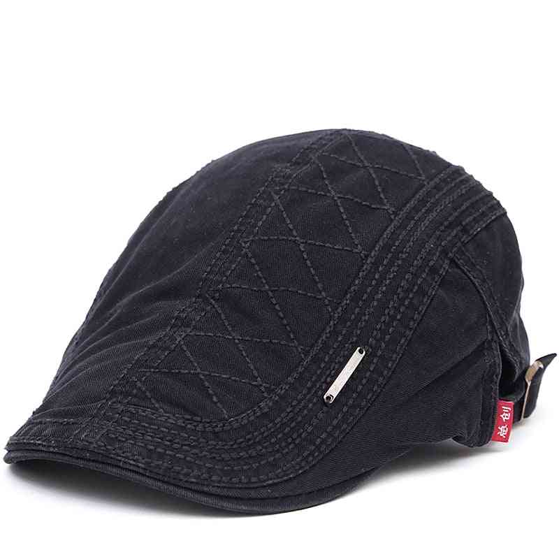 Casual Cotton Peaked, Grid Embroidery Berets Hats's