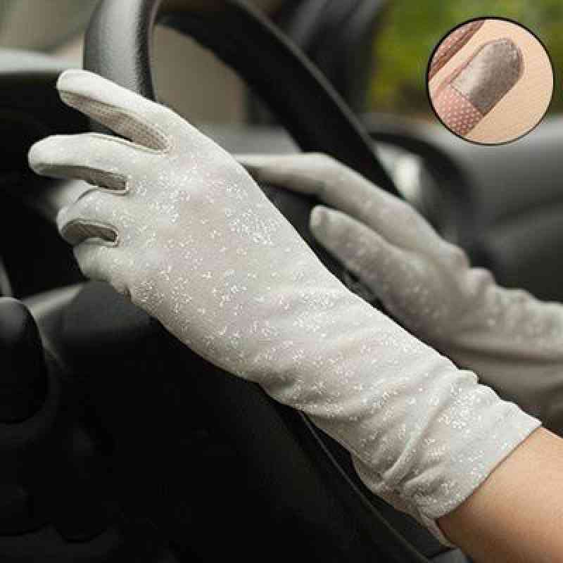 Women Mid Long Summer Cotton Cycling Thin Touch Screen Driving Gloves
