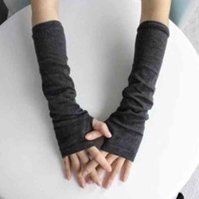 1 Pair Soft Stretchy Wrist Arm, Hand Warmer Fingerless Gloves