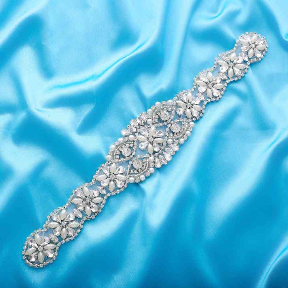 Crystal Wedding Belt Pearl Bridal Rhinestones Sash Accessories Applique