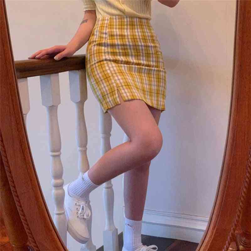Women Plaid Skirt, Student Chic Short With Belt