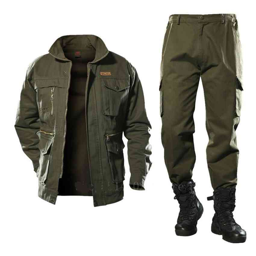 Set giacca e pantaloni militari cargo in cotone