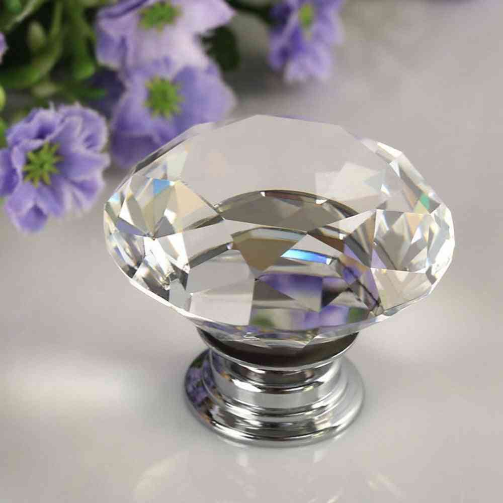 Diamond Crystal Glass Alloy Door / Drawer Cabinet Wardrobe Pull Handle Knobs