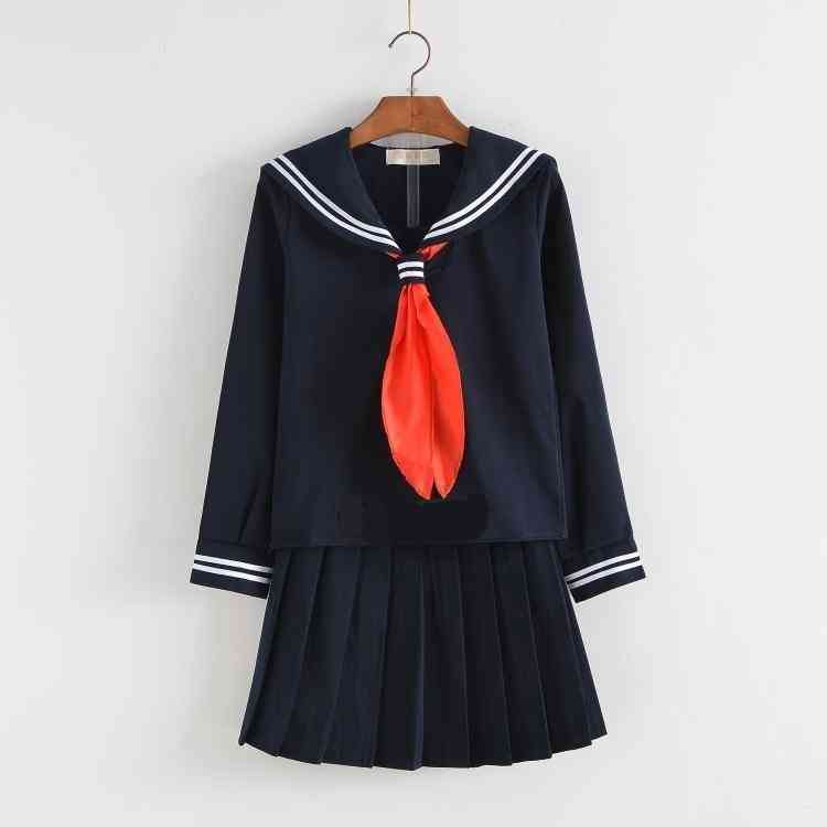 Letnie mundurki szkolne studenci topy z tkaniny, spódnice i krawat anime marynarski zestaw garnitur!