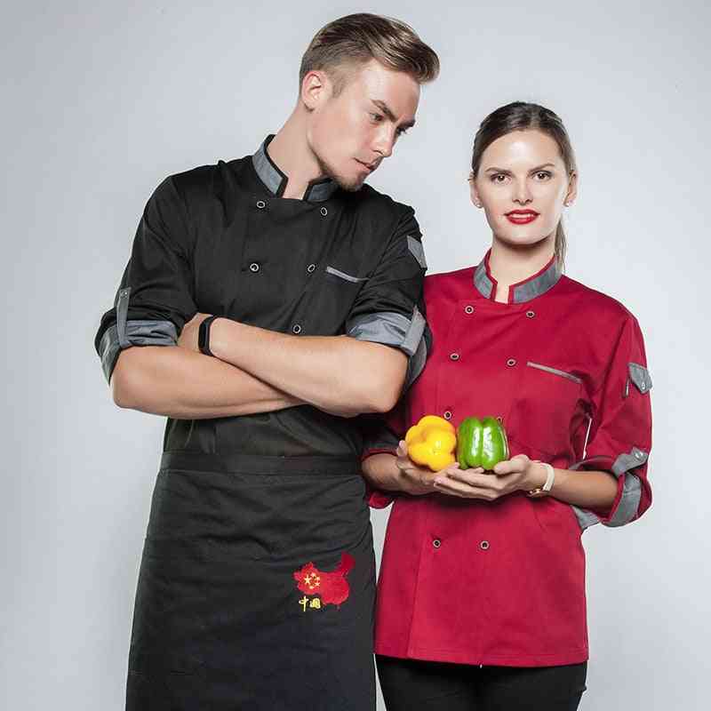 Kok langjusterbar ærme koge frakke, restaurant hotel køkkenudstyr, tjener uniform