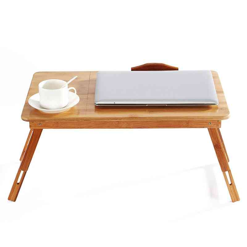 Justerbart bærbart skrivebord med USB-køleventilator, foldbare bambusstande til bambus