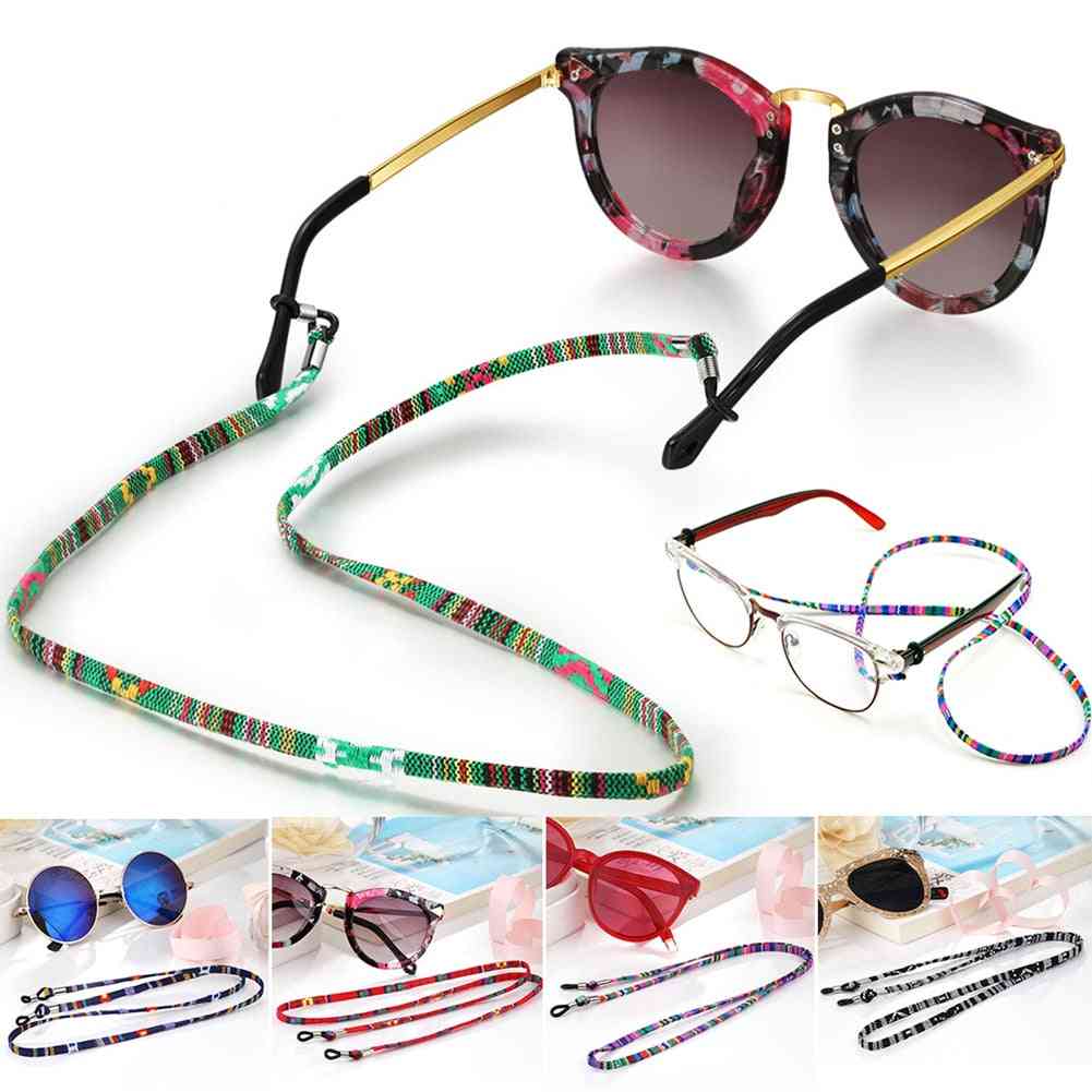 Lenzenvloeistof zonnebril koordriem, etnische stijl katoenen brillen lanyard bril nekkoord touw