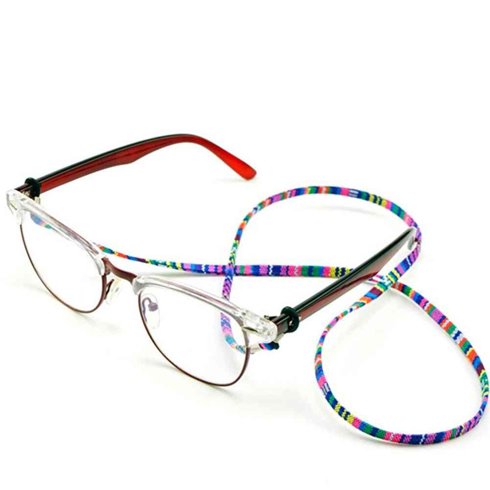 Lenzenvloeistof zonnebril koordriem, etnische stijl katoenen brillen lanyard bril nekkoord touw