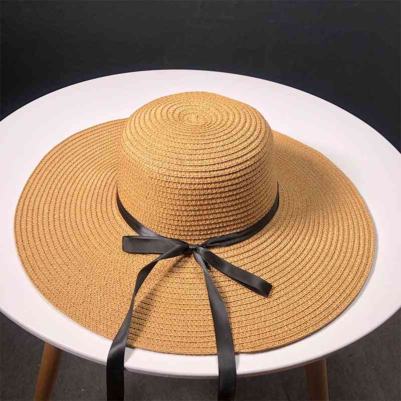 госпожо свободно време отидете на пътешествие лък слама / шапка на открито слънчева шапка