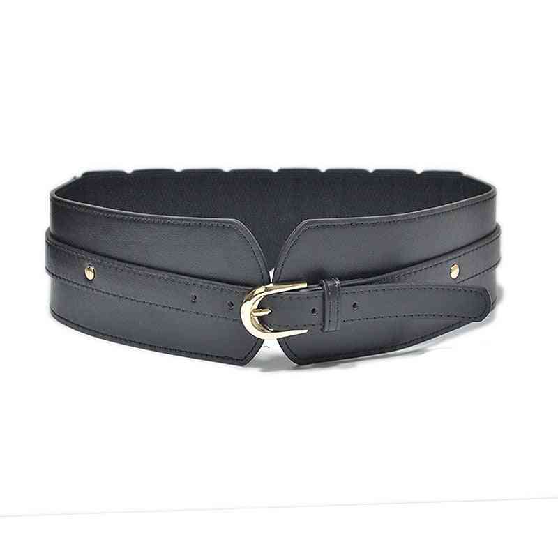 Luxury Women Wide Belt, Elastic Vintage Buckle Leather-wide Belts