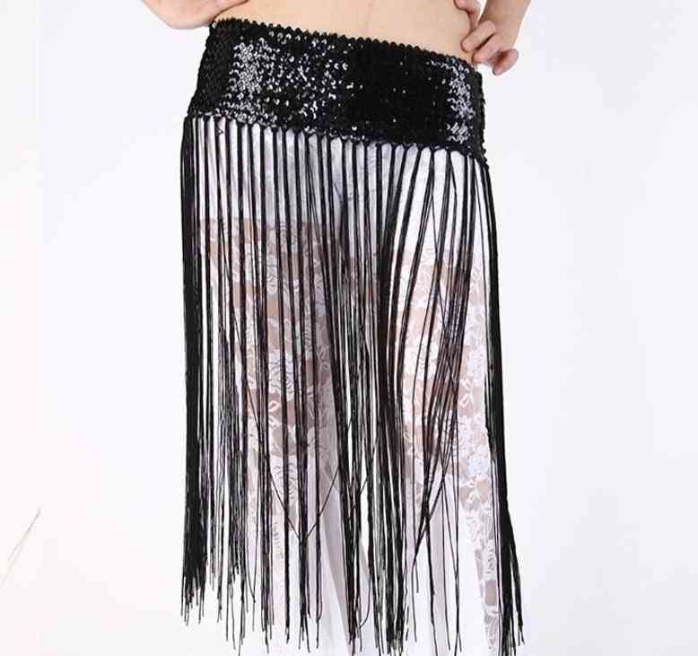 Belly Dance Costumes, Sequin Long Tassel Belly Dance Hip Scarf