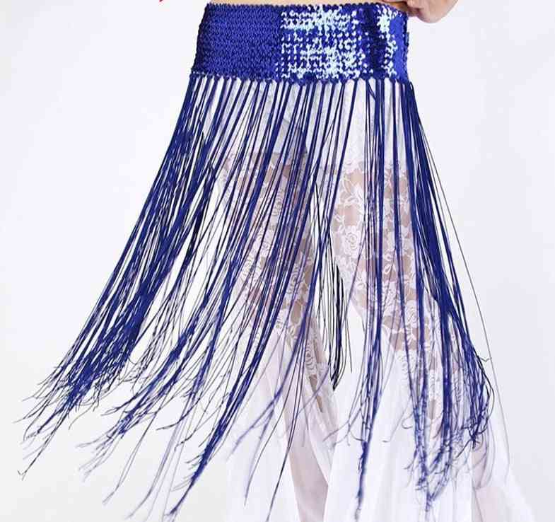 Belly Dance Costumes, Sequin Long Tassel Belly Dance Hip Scarf
