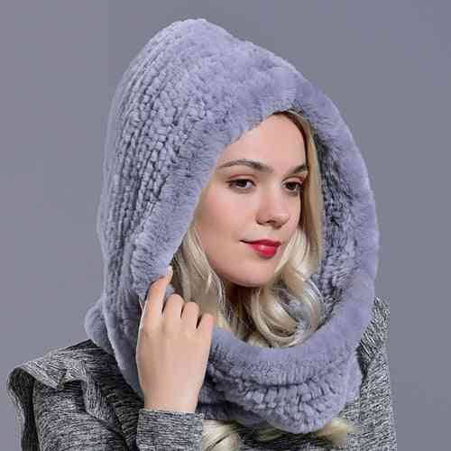 Winter Warm Novelty Knitted Fur Scarf Hat