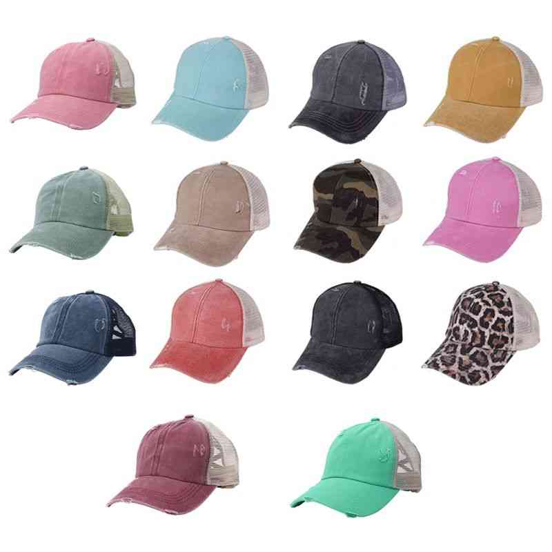 Chapeaux de queue de cheval croisés casquettes de baseball pour femmes, chapeau