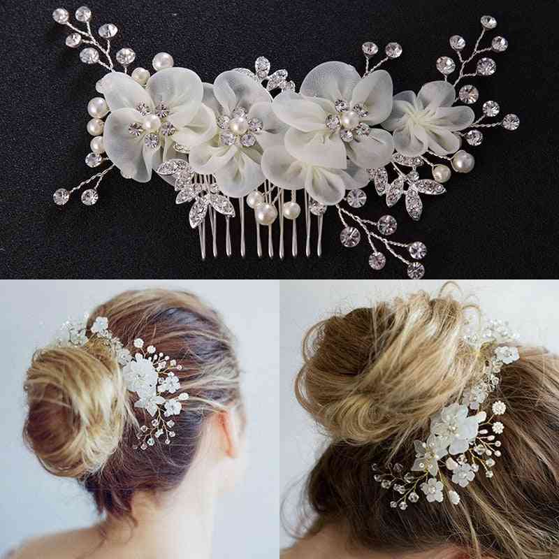 Fashion Head Dress Bridesmaid, Pearl Flower Crystal Hair Pins Clip