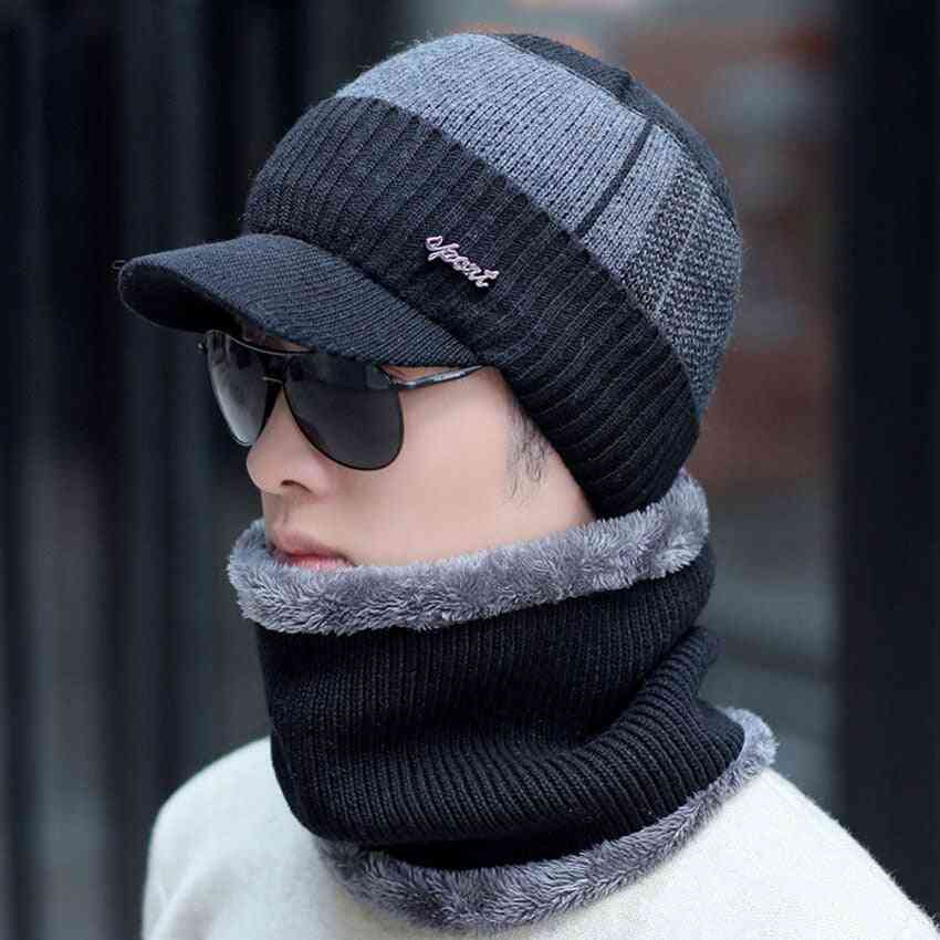 Vinter hat og tørklæde sæt & ring tørklæder hue med randen