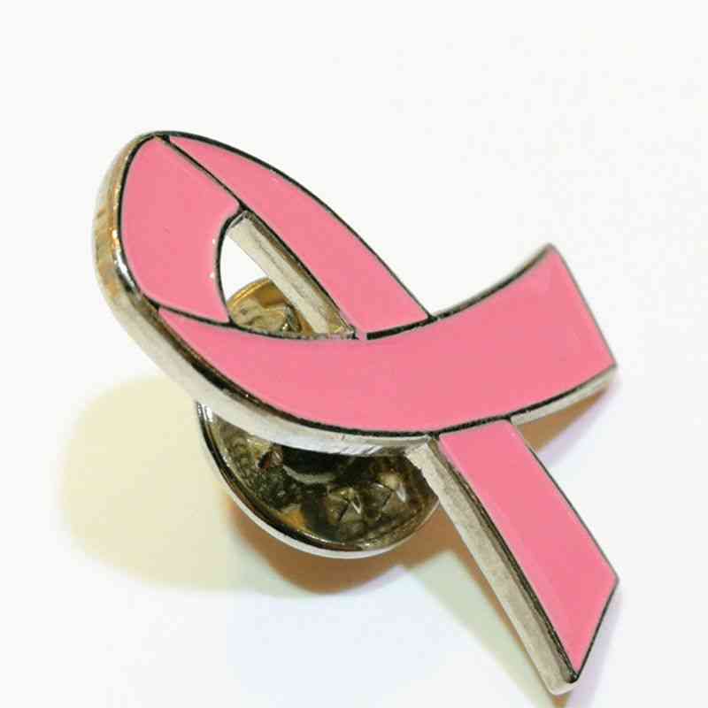 Jewelry Enamel Pink Ribbon Brooch Pins Surviving Breast Cancer Awareness