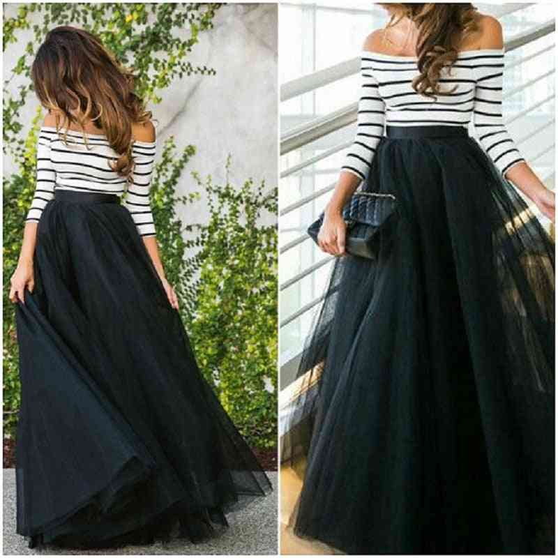 4 Layers, Elegant High Waist, Pleated Tulle Skirt, Ball Gown's