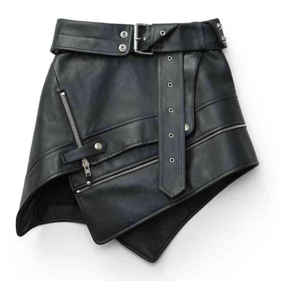 Minifalda con cinturón de punk rock con cremallera para mujer