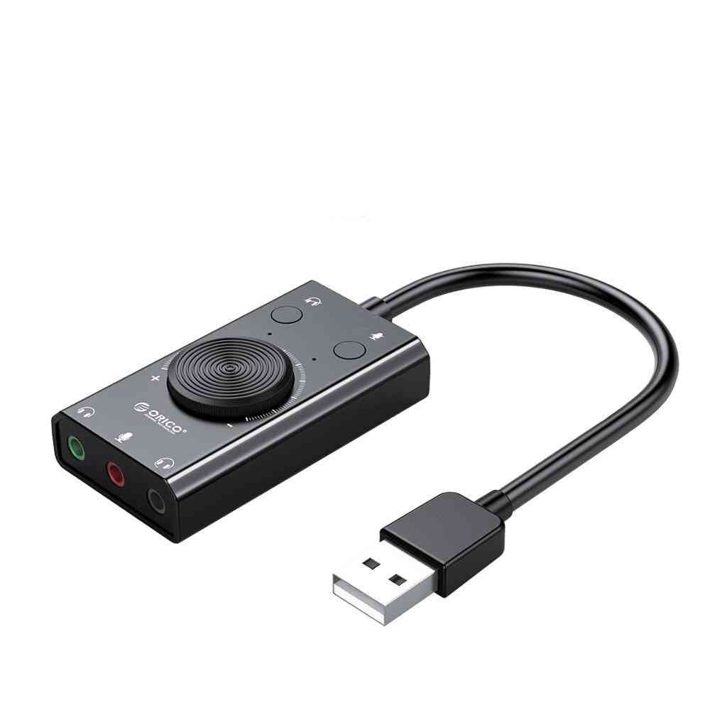 Portable Usb External Sound Card Microphone / Earphone Two In One With 3 Port