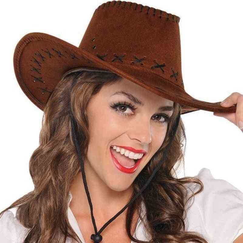 Pánský westernový kovbojský klobouk s velkým okrajem / čepicí
