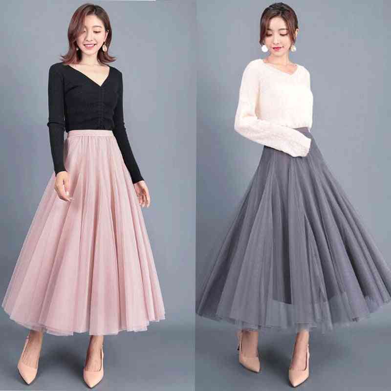 Autumn Tulle Long Skirts, Womens Elegant Skirt