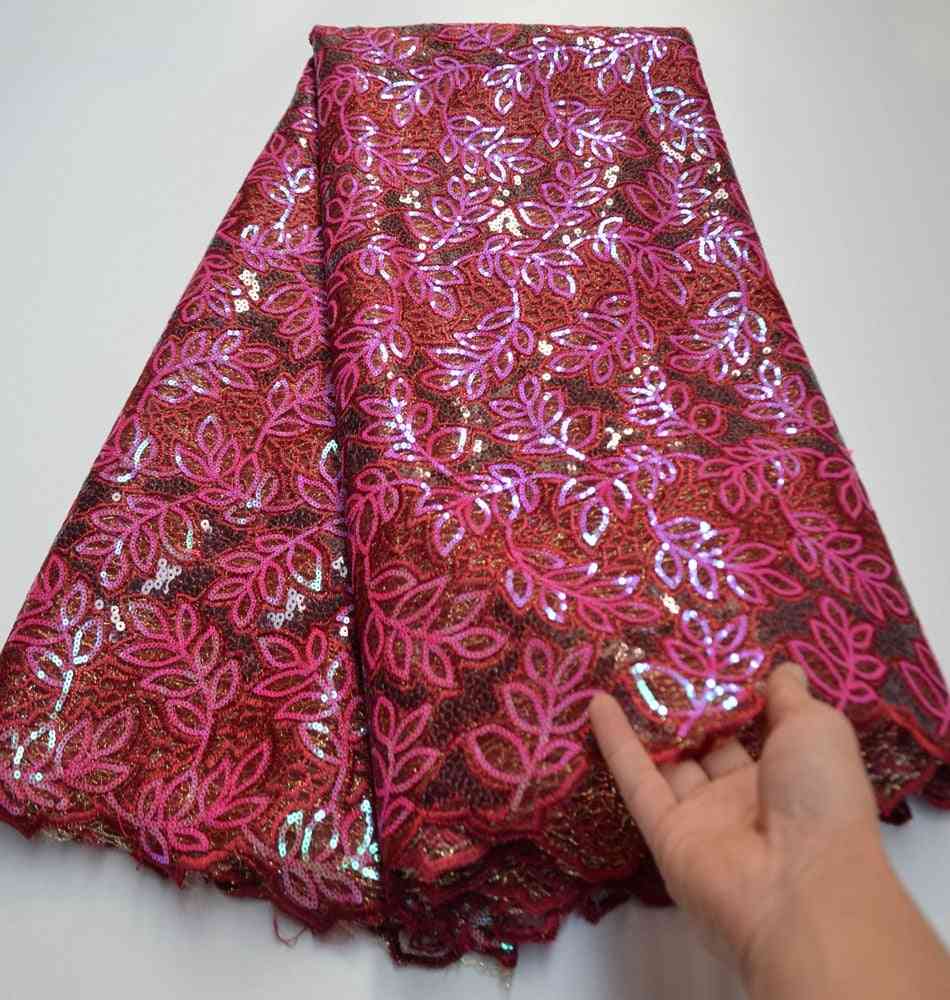 African Lace Fabrics With Fashion Embroidered Flower For Dresses