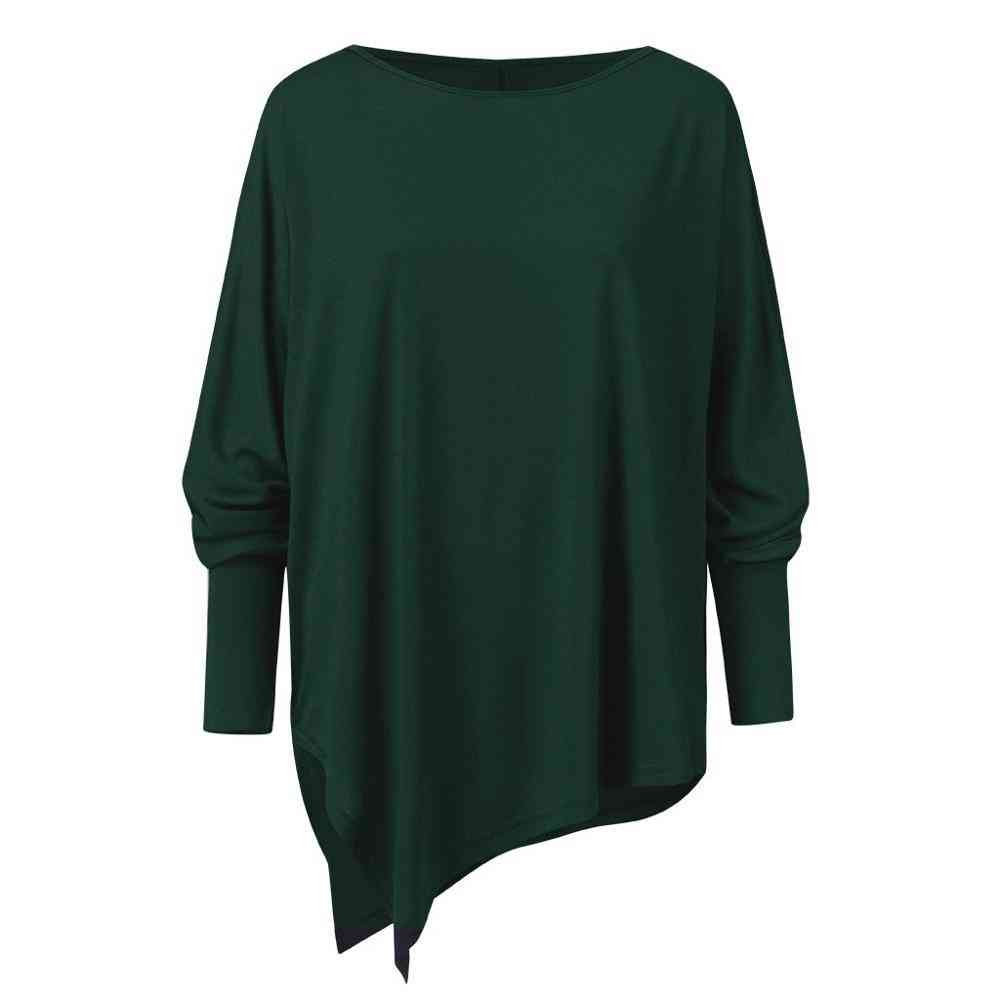 Cotton Irregular Womens Tops / Blouses, Casual O-neck Long Sleeve Loose Shirt