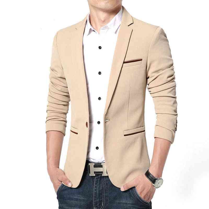 Spring-autumn Luxury Men Blazer, Casual Business Cotton Slim Fit Suit Jacket