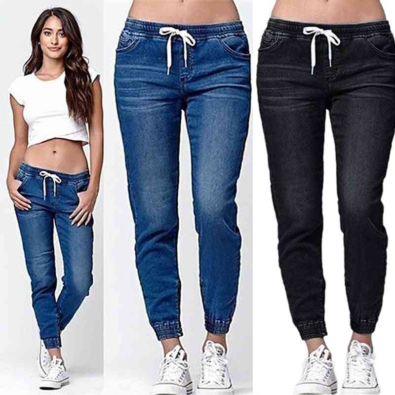 Kvinnors höstlånga jeans för kvinnor, cowboybyxor med penna