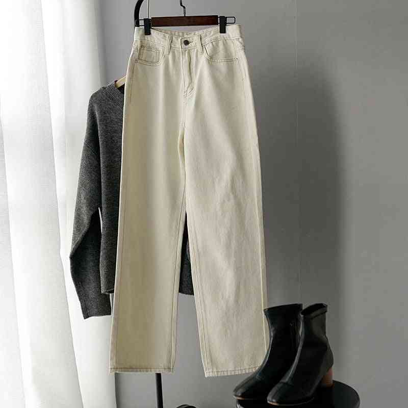 Spring High-waist, White Denim, Trousers Jeans, Pants (l)