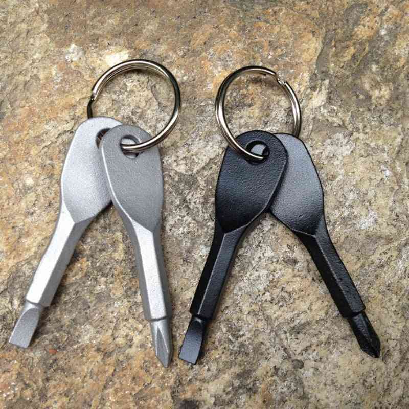 Mini Portable- Phillips Slotted, Screwdriver Key Ring, Outdoor Pocket, Repair Tool
