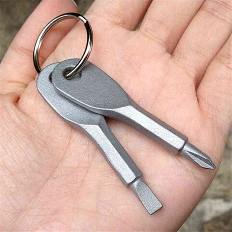 Mini Portable- Phillips Slotted, Screwdriver Key Ring, Outdoor Pocket, Repair Tool