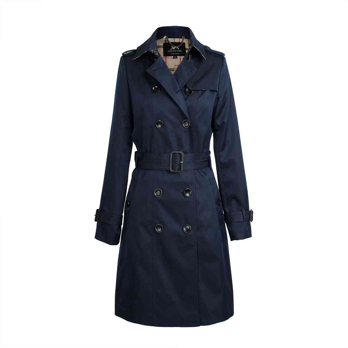 Autumn, Woman Classic Double Breasted Trench Coat, Waterproof, Outerwear