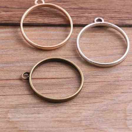 Alloy Jewelry Accessories, Circular Charm Hollow Glue Blank Pendant Tray Bezel