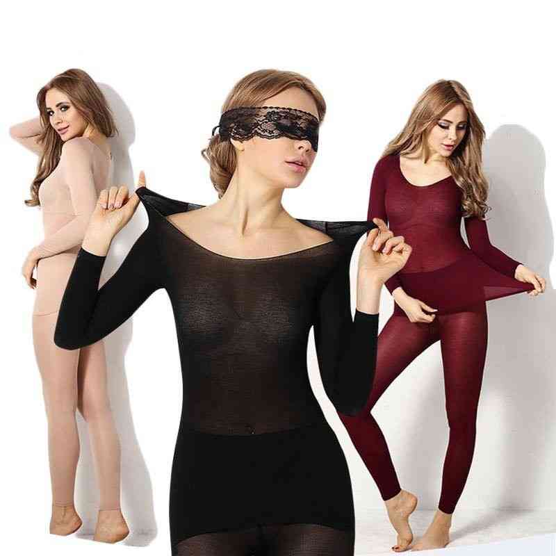 Winter Constant Temperature, Elastic Ultrathin, Thermal Seamless Body, Tops+pants Suit