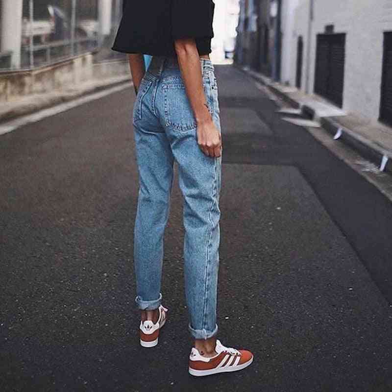 Pantalon crayon décontracté taille haute, pantalon jeans streetwear