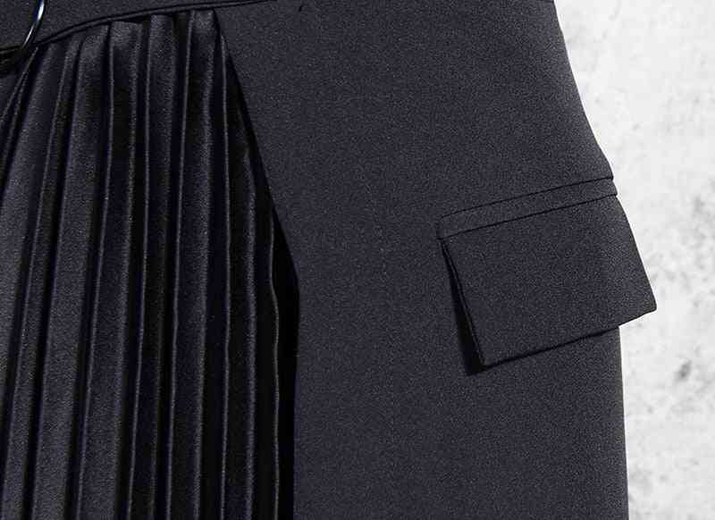 High Waist Asymmetrical Pleated Temperament Half-body Skirt