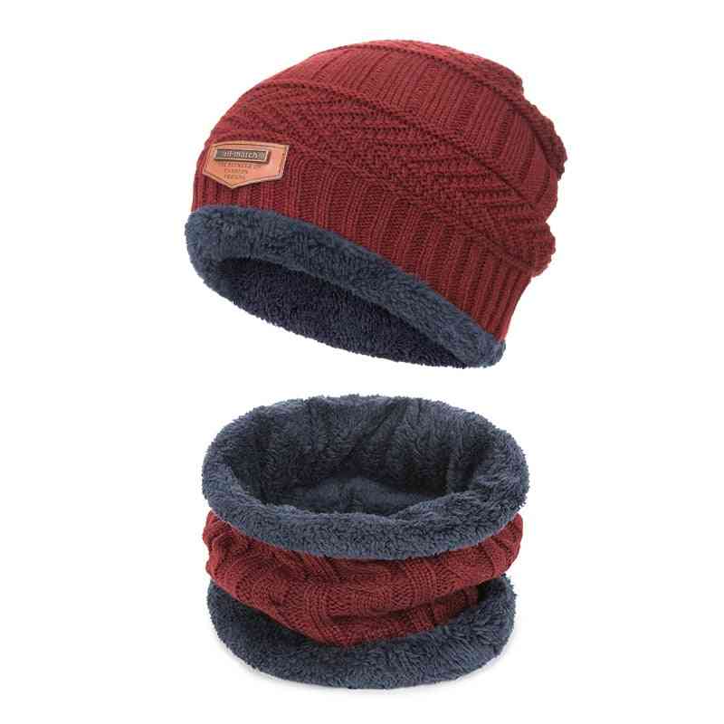 Zimska topla vuna, pletena kapa sa šalovima za,