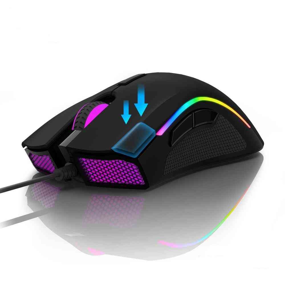 7-buttons, Sensor Gaming Mouse, Rgb Backlight, Wired Mice With Fire Key