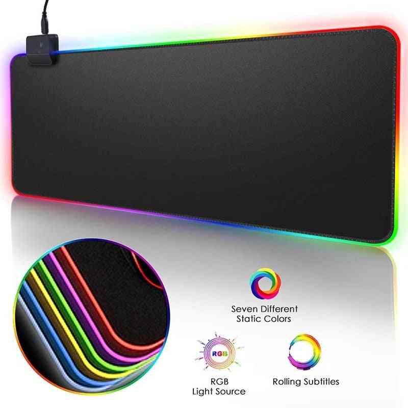 Rgb Gaming Led Computer, Mouse Pad Mat With Backlight Carpet For Keyboard
