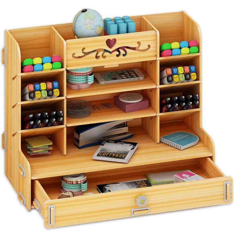 Organizator creat din lemn, cutie de depozitare pentru stilou, suport pentru creioane