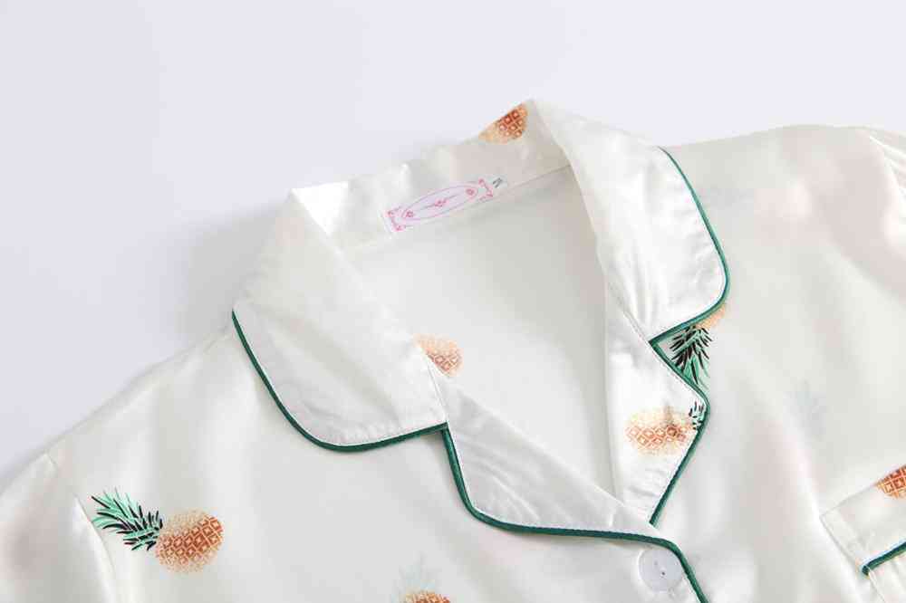 Summer/autumn- Stain Emulation, Silk Printed, Sleepwear Pajamas Sets