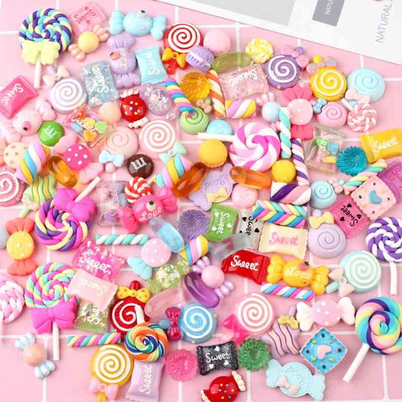 Assorted Resin Charms Mixed Candy Sweets Drop Oil Flatback Cabochon Beads