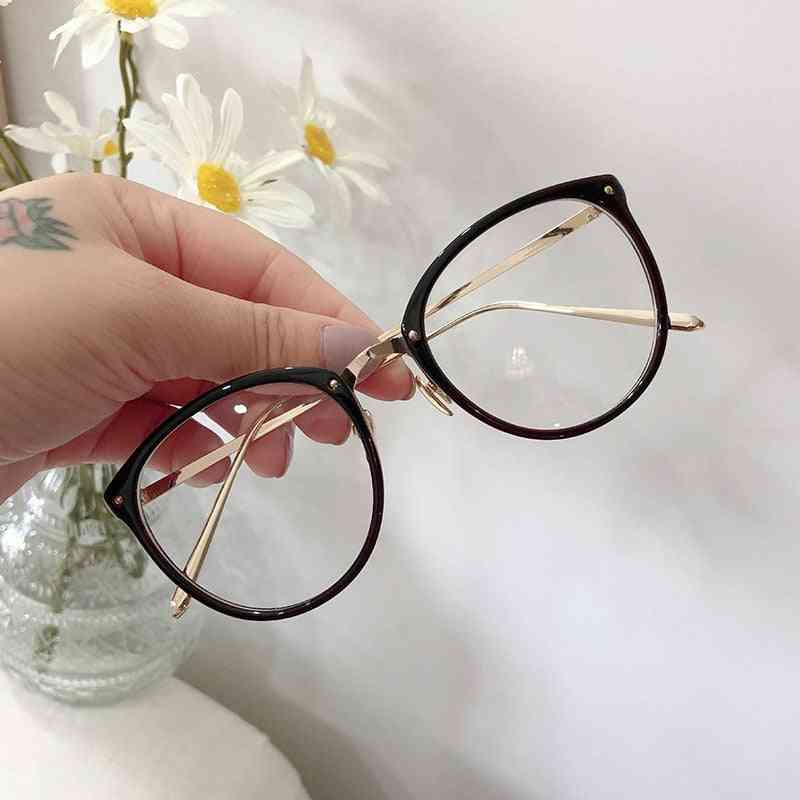Optical Glasses Frame Round Oversized Eyeglasses, Metal Spectacles Lenses