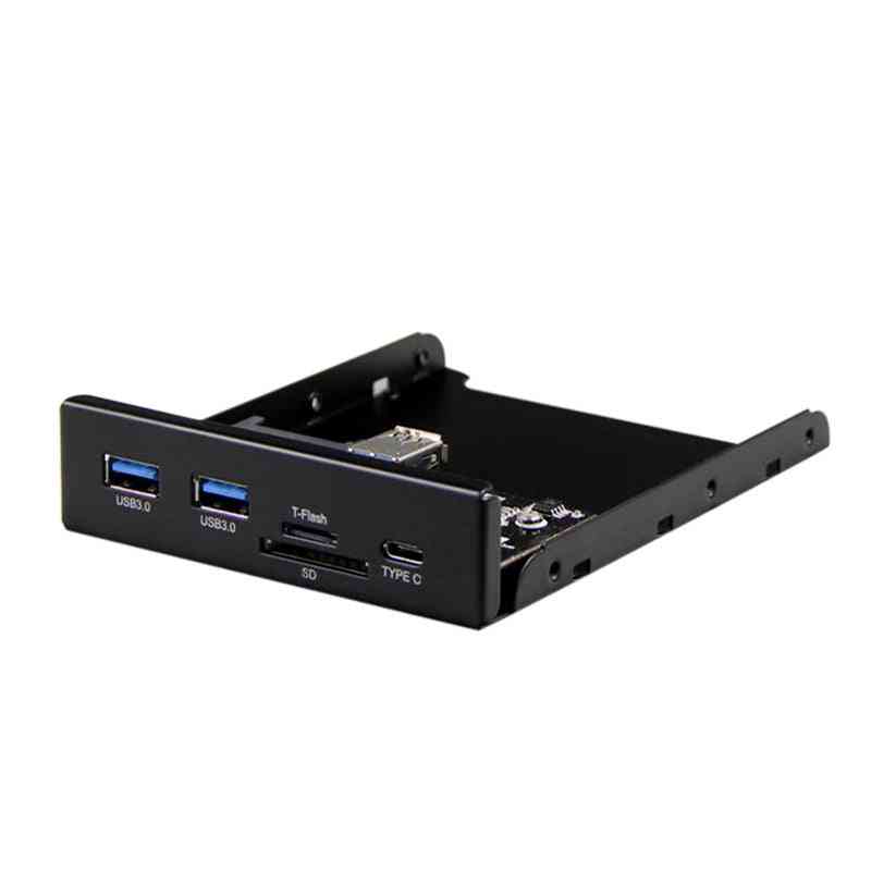3-in-1 Card Reader, Pc Front Panel, Type-c Dual Usb, Port Hub With Usb Power Cable