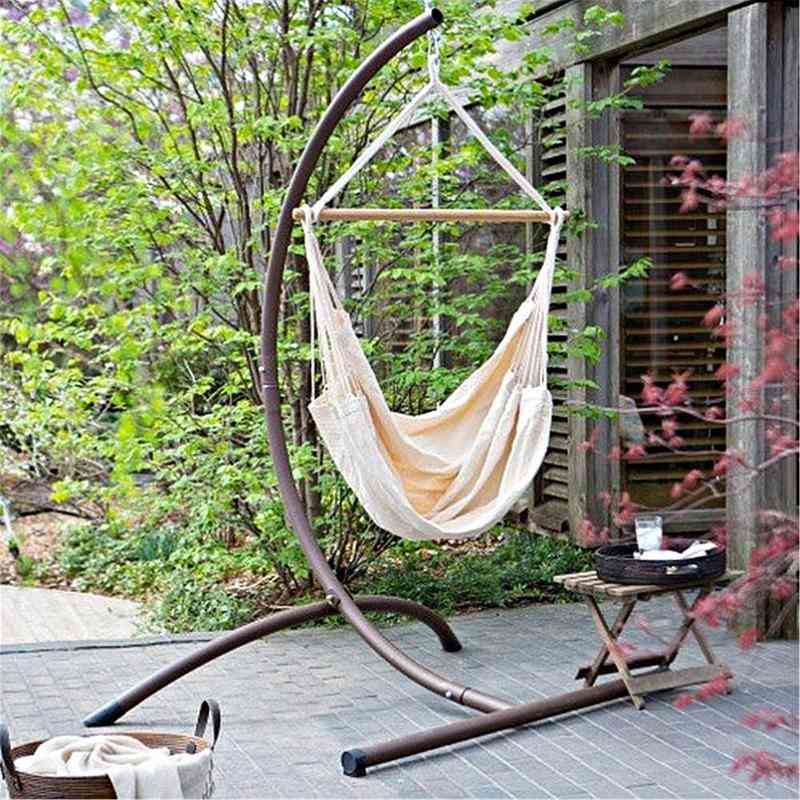 Hammock Outdoor Camping, Travel Bed, Canvas Rope Stripe Sleeping Leisure